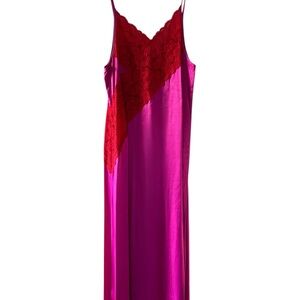 Topshop Vibrant Red and Pink Midi Dress